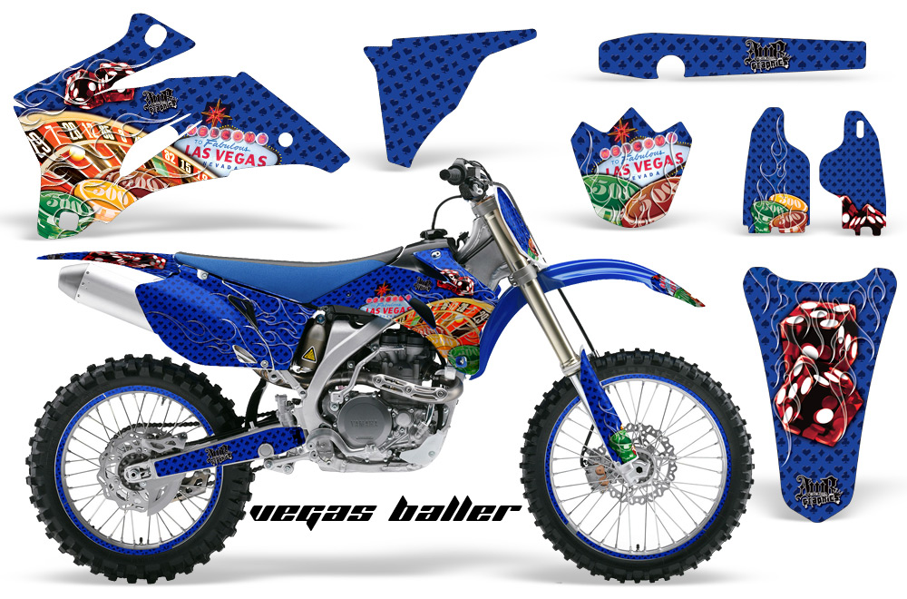 Yamaha YZ 250F 450F 02-09 Graphics Kit Vegas Baller Blue NPs